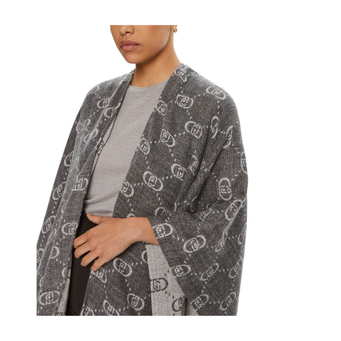 Liu Jo Poncho Poncho Donna con logo monogram Grigio medio A24 - LIU.JO2F4015T0300 - 71502 - UNI - Francavilla Moda